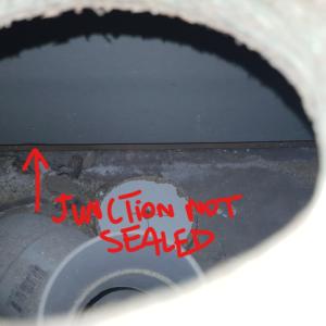 Waterproof Inspection Geelong - Junction not sealed