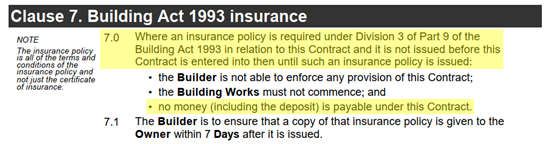 Clause 1. Building Act 1993 Insurance