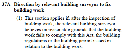 The Building Act on direction to fix